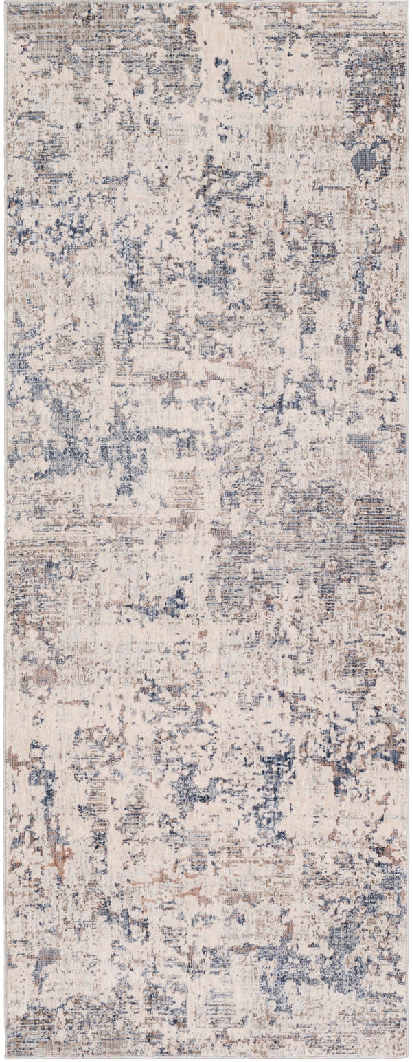 Palazzo PZL-2301 Modern Polyester, Viscose Rug PZL2301-338 Navy, Denim, Pale Blue, Camel, Taupe, Cream, White, Blush 70% Polyester, 30% Viscose 3'3" x 8'