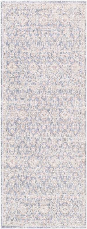 Palazzo PZL-2303 Traditional Polyester, Viscose Rug PZL2303-3310 Navy, Denim, Pale Blue, Camel, Taupe, Cream, White, Blush 70% Polyester, 30% Viscose 3'3" x 10'