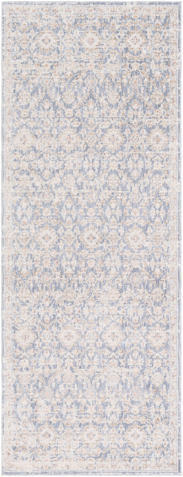 Palazzo PZL-2303 Traditional Polyester, Viscose Rug PZL2303-338 Navy, Denim, Pale Blue, Camel, Taupe, Cream, White, Blush 70% Polyester, 30% Viscose 3'3" x 8'