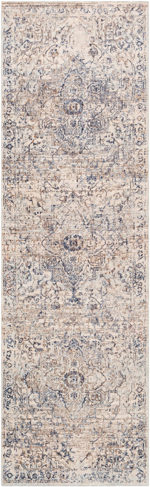 Palazzo PZL-2304 Traditional Polyester, Viscose Rug PZL2304-3310 Navy, Denim, Pale Blue, Camel, Taupe, Cream, White, Blush 70% Polyester, 30% Viscose 3'3" x 10'