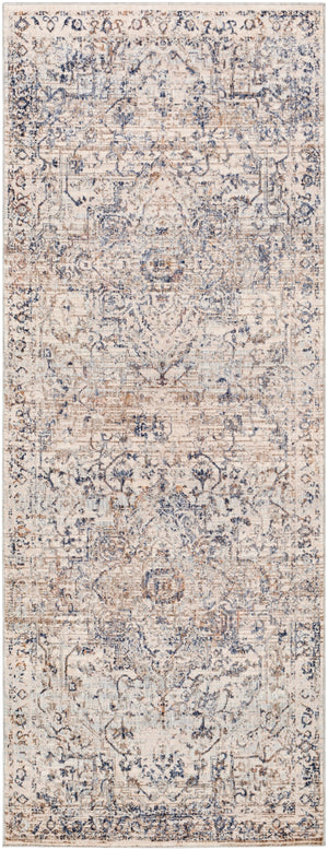 Palazzo PZL-2304 Traditional Polyester, Viscose Rug PZL2304-338 Navy, Denim, Pale Blue, Camel, Taupe, Cream, White, Blush 70% Polyester, 30% Viscose 3'3" x 8'
