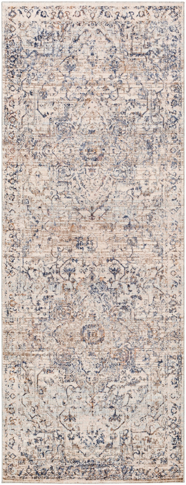 Palazzo PZL-2304 Traditional Polyester, Viscose Rug PZL2304-338 Navy, Denim, Pale Blue, Camel, Taupe, Cream, White, Blush 70% Polyester, 30% Viscose 3'3" x 8'