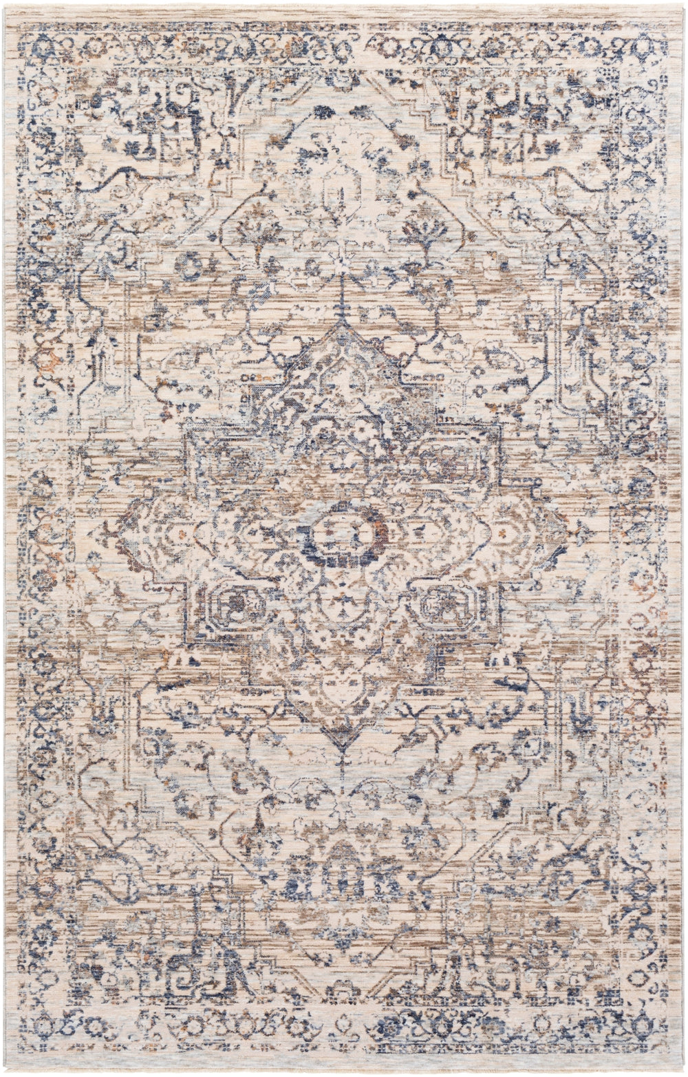 Palazzo PZL-2304 Traditional Polyester, Viscose Rug PZL2304-9131 Navy, Denim, Pale Blue, Camel, Taupe, Cream, White, Blush 70% Polyester, 30% Viscose 9' x 13'1"