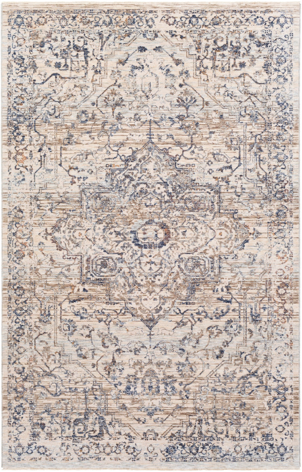 Palazzo PZL-2304 Traditional Polyester, Viscose Rug PZL2304-9131 Navy, Denim, Pale Blue, Camel, Taupe, Cream, White, Blush 70% Polyester, 30% Viscose 9' x 13'1"