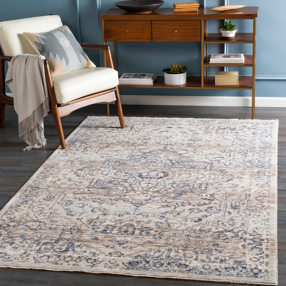 Palazzo PZL-2304 Traditional Polyester, Viscose Rug PZL2304-9131 Navy, Denim, Pale Blue, Camel, Taupe, Cream, White, Blush 70% Polyester, 30% Viscose 9' x 13'1"