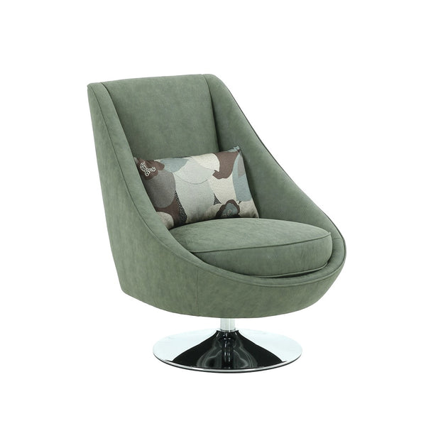 Pasargad Noho Collection Silver Swivel Accent Chair with Pillow PZW-20088-PASARGAD