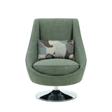 Pasargad Noho Collection Silver Swivel Accent Chair with Pillow PZW-20088-PASARGAD