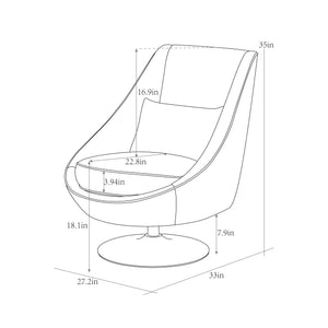 Pasargad Noho Collection Silver Swivel Accent Chair with Pillow PZW-20088-PASARGAD