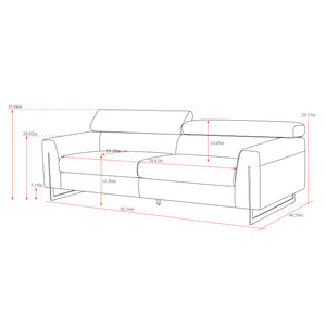 Pasargad Serena Modern Blue Sofa with Silver Leg PZW-2027B-3-PASARGAD