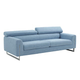 Serena Modern Blue Sofa with Silver Leg