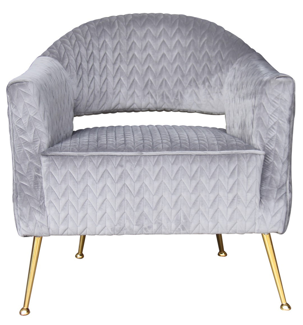 Pasargad Noho Collection Lafayette Velvet Accent Chair, Grey PZW-769-PASARGAD