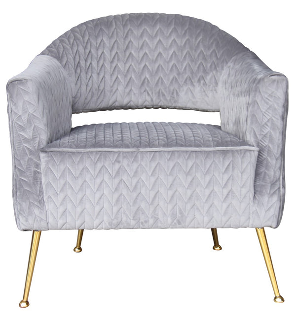 Pasargad Noho Collection Lafayette Velvet Accent Chair, Grey PZW-769-PASARGAD