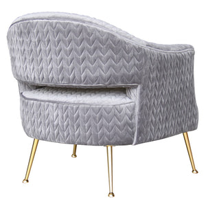 Pasargad Noho Collection Lafayette Velvet Accent Chair, Grey PZW-769-PASARGAD