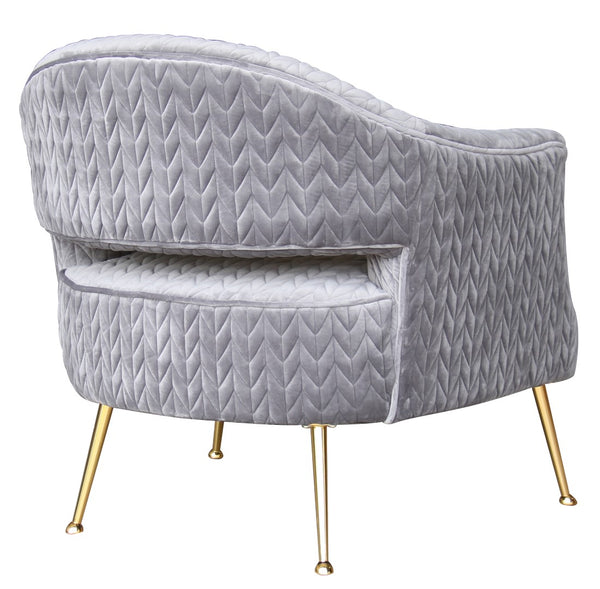 Pasargad Noho Collection Lafayette Velvet Accent Chair, Grey PZW-769-PASARGAD