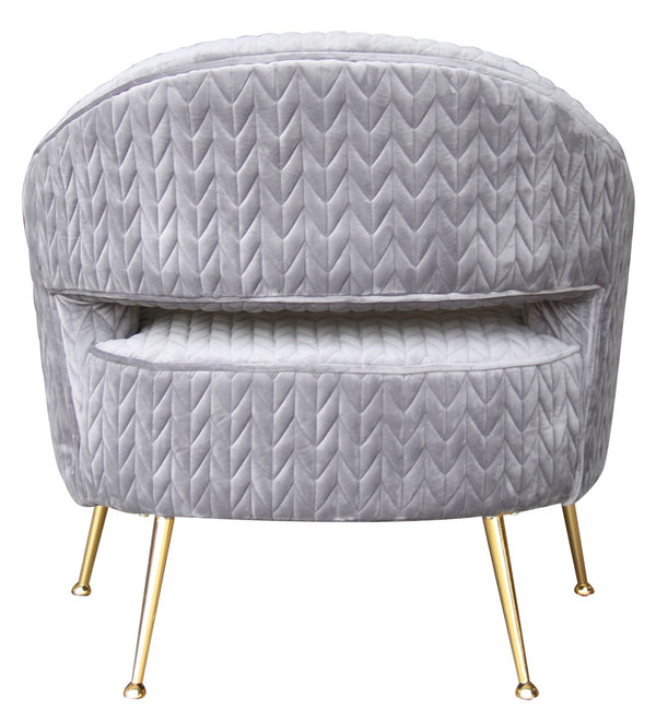 Pasargad Noho Collection Lafayette Velvet Accent Chair, Grey PZW-769-PASARGAD
