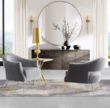 Pasargad Noho Collection Lafayette Velvet Accent Chair, Grey PZW-769-PASARGAD