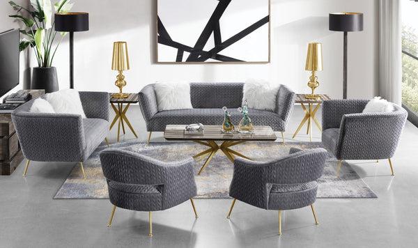 Pasargad Noho Collection Lafayette Velvet Accent Chair, Grey PZW-769-PASARGAD