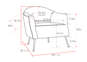 Pasargad Noho Collection Lafayette Velvet Accent Chair, Grey PZW-769-PASARGAD