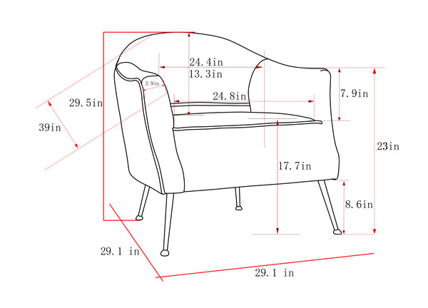 Pasargad Noho Collection Lafayette Velvet Accent Chair, Grey PZW-769-PASARGAD