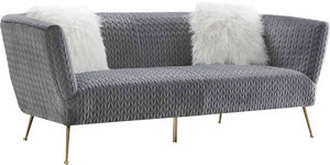 Pasargad Noho Collection Lafayette Grey Velvet Sofa PZW-844-3-PASARGAD