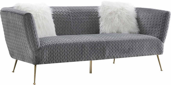 Pasargad Noho Collection Lafayette Grey Velvet Sofa PZW-844-3-PASARGAD