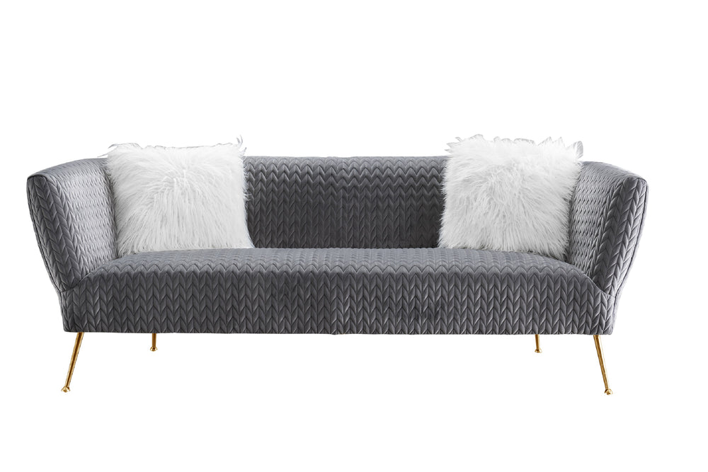 Pasargad Noho Collection Lafayette Grey Velvet Sofa PZW-844-3-PASARGAD