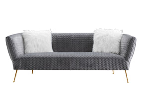 Pasargad Noho Collection Lafayette Grey Velvet Sofa PZW-844-3-PASARGAD