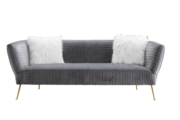 Pasargad Noho Collection Lafayette Grey Velvet Sofa PZW-844-3-PASARGAD