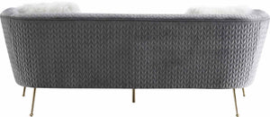 Pasargad Noho Collection Lafayette Grey Velvet Sofa PZW-844-3-PASARGAD