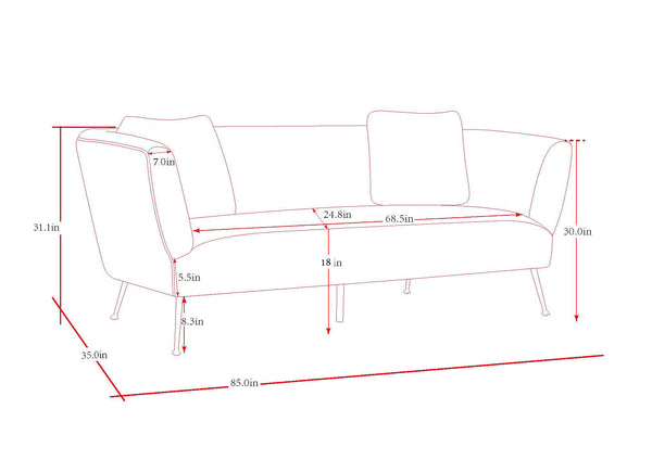 Pasargad Noho Collection Lafayette Grey Velvet Sofa PZW-844-3-PASARGAD