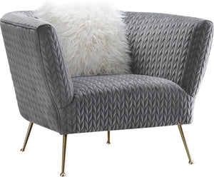 Pasargad Noho Collection Lafayette Grey Velvet Accent Chair PZW-844-PASARGAD