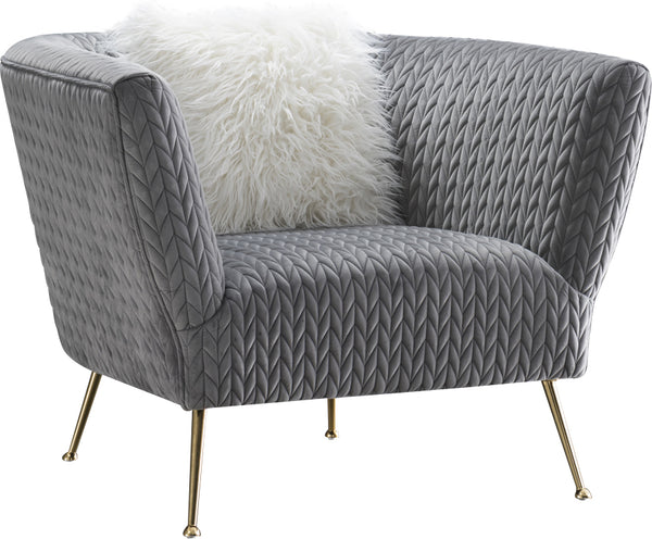 Pasargad Noho Collection Lafayette Grey Velvet Accent Chair PZW-844-PASARGAD