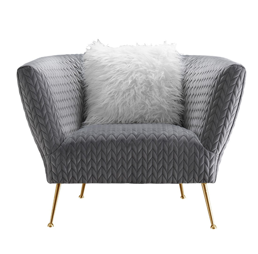 Pasargad Noho Collection Lafayette Grey Velvet Accent Chair PZW-844-PASARGAD