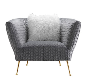Pasargad Noho Collection Lafayette Grey Velvet Accent Chair PZW-844-PASARGAD