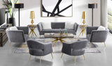 Pasargad Noho Collection Lafayette Grey Velvet Accent Chair PZW-844-PASARGAD
