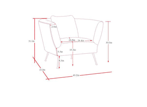 Pasargad Noho Collection Lafayette Grey Velvet Accent Chair PZW-844-PASARGAD
