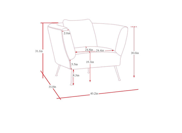Pasargad Noho Collection Lafayette Grey Velvet Accent Chair PZW-844-PASARGAD