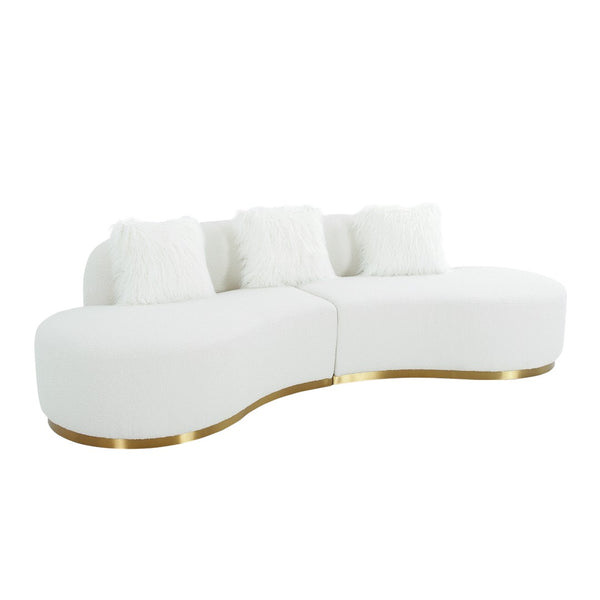 Pasargad Simona Collection Modern Curved Sofa with Pillow (W. xD. xH, White) PZW-943W-S-PASARGAD