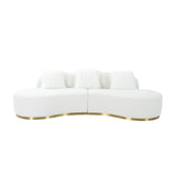 Pasargad Simona Collection Modern Curved Sofa with Pillow (W. xD. xH, White) PZW-943W-S-PASARGAD