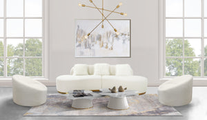 Pasargad Simona Collection Modern Curved Sofa with Pillow (W. xD. xH, White) PZW-943W-S-PASARGAD