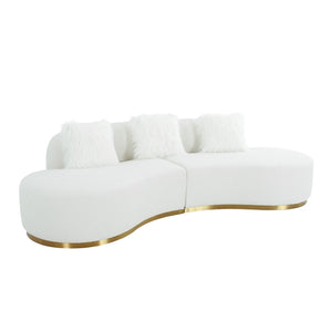 Pasargad Simona Collection Modern Curved Sofa with Pillow (W. xD. xH, White) PZW-943W-S-PASARGAD