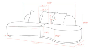 Pasargad Simona Collection Modern Curved Sofa with Pillow (W. xD. xH, White) PZW-943W-S-PASARGAD