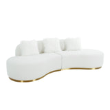 Simona Collection Modern Curved Sofa with Pillow (W. xD. xH, White)