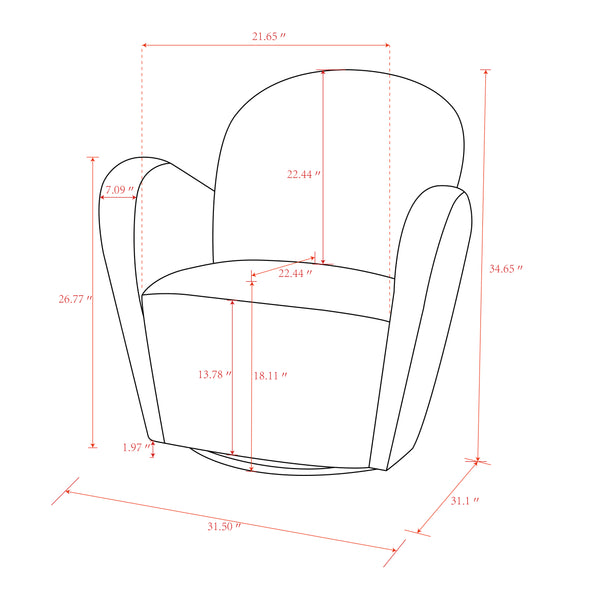 Pasargad Maxim Collection Modern Swivel Armchair PZW-989-PASARGAD