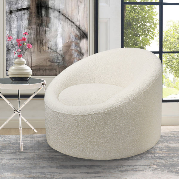Pasargad Sienna Collection Modern Swivel Chair, White PZW-993W-PASARGAD