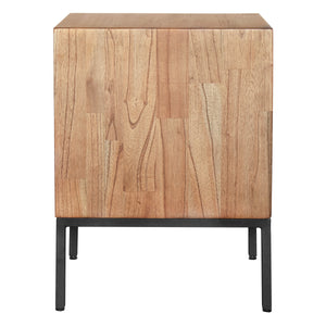 Hathaway 1-Drawer Night Stand - Rustic Modern Design in Solid Mindi Wood with Steel Legs, Fully Assembled