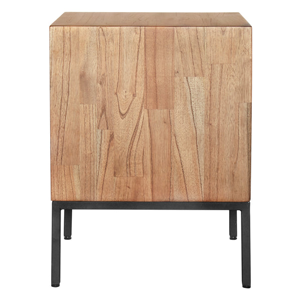 Hathaway 1-Drawer Night Stand - Rustic Modern Design in Solid Mindi Wood with Steel Legs, Fully Assembled