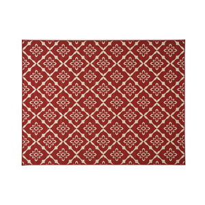 Tallevast Outdoor 7'10" x 10' Trellis Area Rug, Red and Ivory Noble House