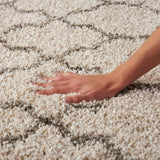 Nourison Amore AMOR2 Shag Machine Made Power-loomed Indoor only Area Rug Cream 6'7" x SQUARE 99446320148