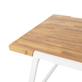 Noble House Gaylor Outdoor Modern Acacia Wood Dining Table, Teak and White